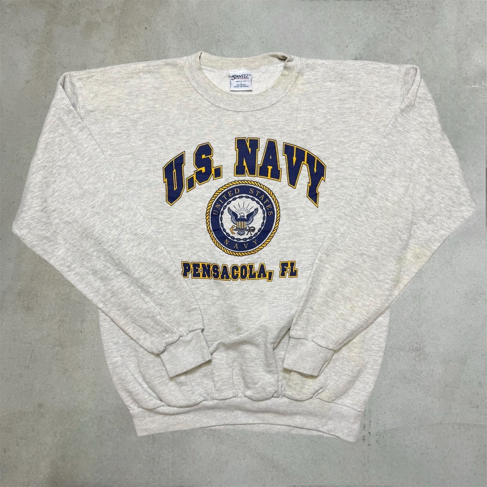 Vintage Santee Sweatshirt Mens Large Gray US Navy Pensacola FL Made in USA